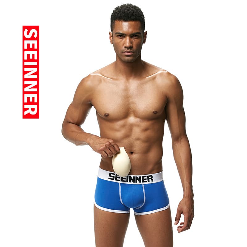 Men's Underwear, AliExpress for Foreign Trade, Amazon, Cotton Padded Hip Cup Solid Color Men's Boxer Briefs