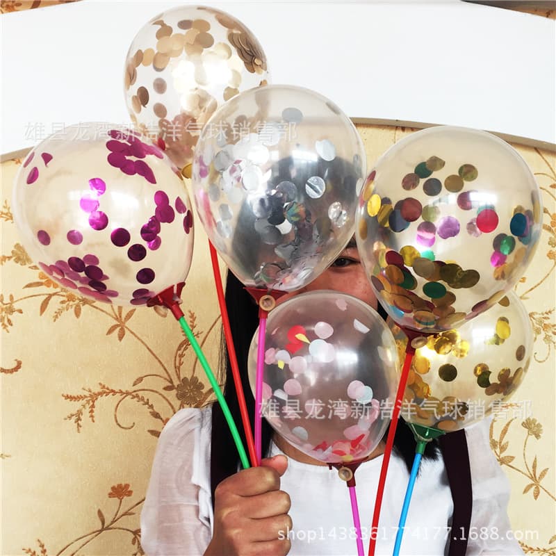 5-inch Transparent Latex Balloon with Confetti Sequins, Aluminum Foil Glitter Balloon, Ins Trendy Sequin Balloon