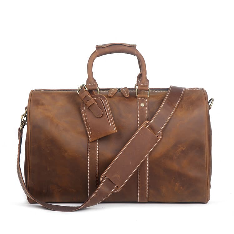 Cross-Border Factory New Men's Genuine Leather Handbag Handmade Cowhide Travel Bag Crazy Horse Leather Large Capacity Women's Luggage Bag