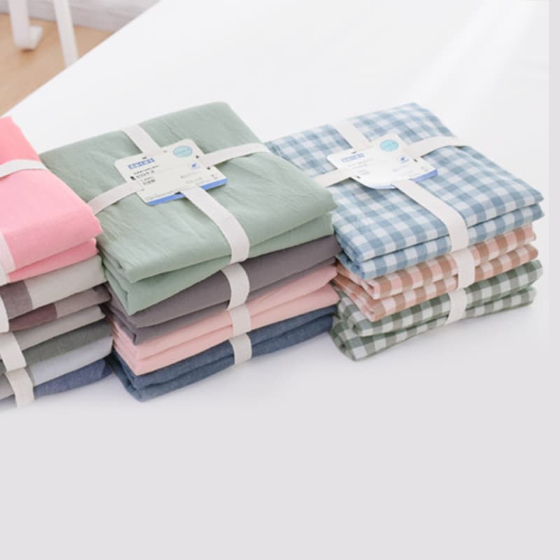 Washed Cotton Pillowcase Simple Plaid Stripe Pure Cotton 48x74 Single Pillow Case Thickened Simple Pillowcase One Pack