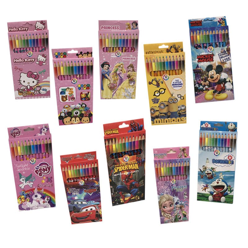 12-Color Cartoon Drawing Pens Colored Pencils 801 Student Kindergarten Prize Gift Stationery In Stock
