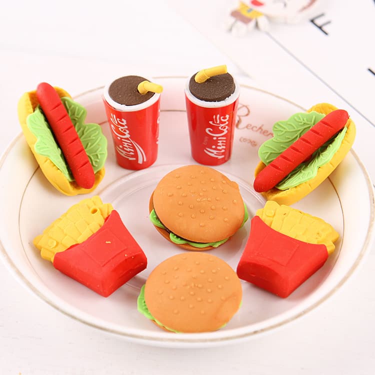 Assembled KFC Meal Eraser Creative Cartoon Eraser Set Student Children Learning Supplies Gift