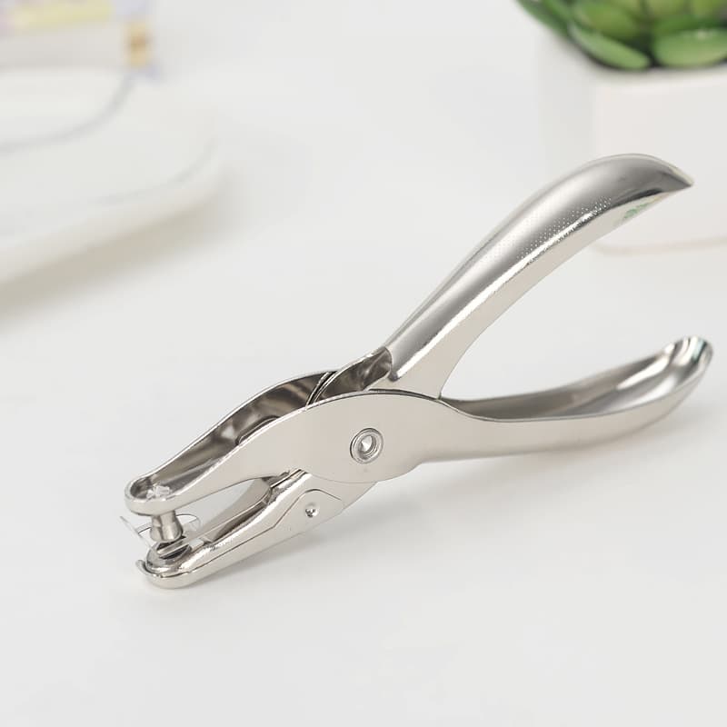 Metal Single-Hole Punch Boxed 6mm Diameter Puncher, 1-8 Pages One-Handed Punching Pliers Wholesale Drop Shipping