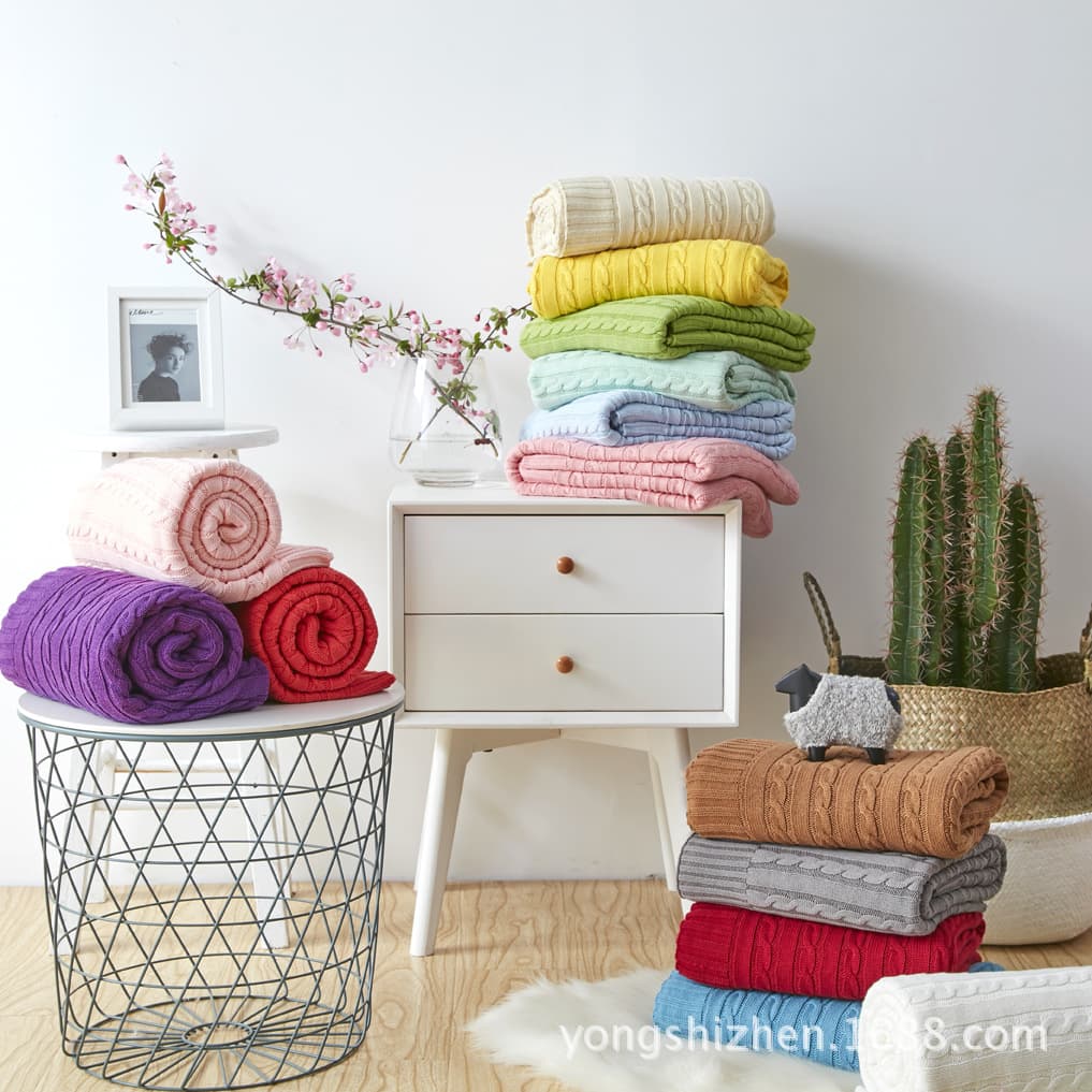 Knitted Blanket Air Conditioning Throw Sofa Decorative Blanket Knitted Throw Cable Knit Blanket Bed End Throw Nordic Style