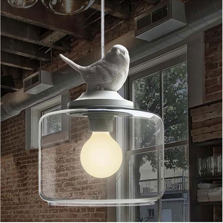 Nordic Style Single-headed Glass Bird Pendant Light Creative Children's Room Balcony Restaurant Bar Decorative Lighting