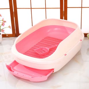 Amazon Semi-Enclosed Grid Drawer Double-Layer Cat Litter Box, Cat Toilet, Naughty Ghost Large Cat Litter Box, Cat Potty