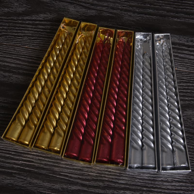 Cross-border Amazon Colored European-style Electroplated Threaded Long Stem Candles Wholesale Smokeless Wedding Birthday Taper Candles