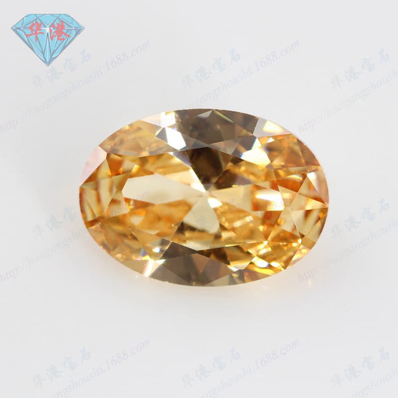 Huagang Gemstone Oval Champagne Zircon Loose Stone Wholesale Elliptical Man-Made CZ Wuzhou AAA Color