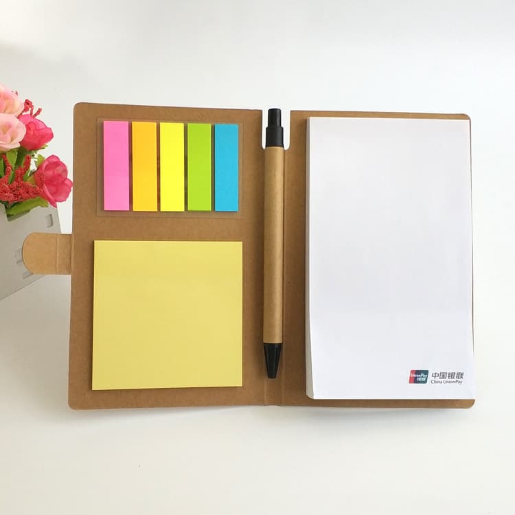 Factory Sales Kraft Paper Cover Sticky Note Pad Set Creative Memo Notes N-th Time Sticky Notes with Pen