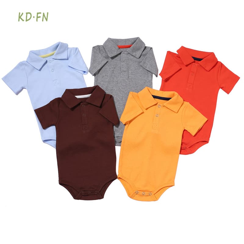 Baby Summer Short Sleeve Polo Romper, Baby Bodysuit, Crawling Suit, Newborn Clothes