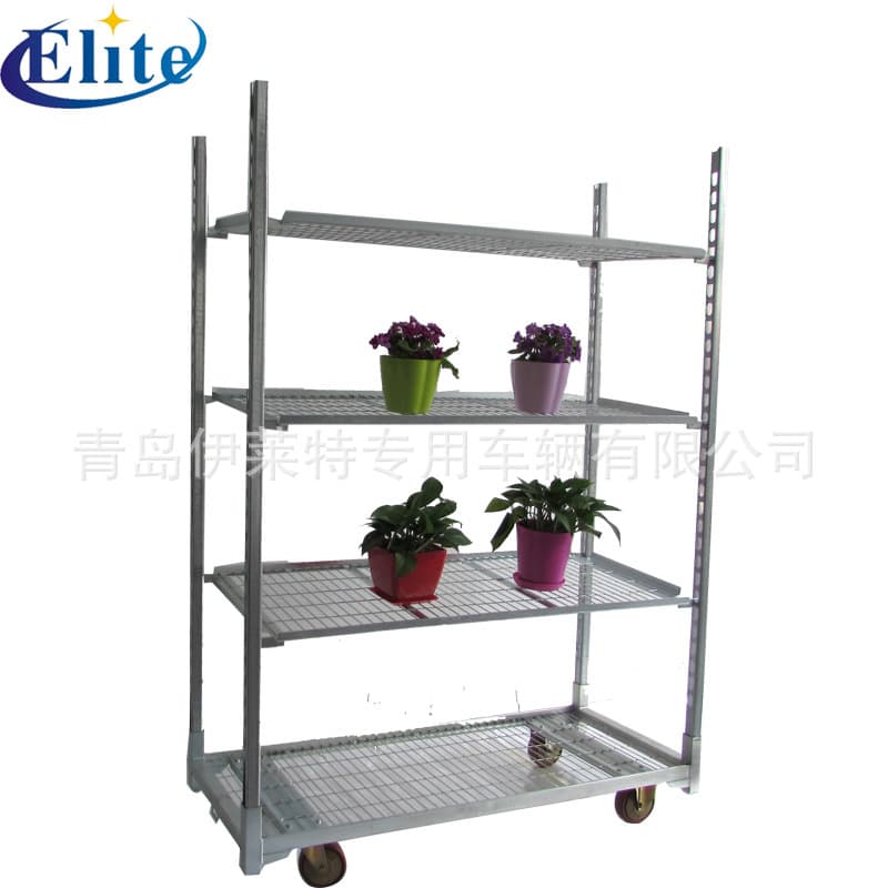 Manufacturer Direct Pull Plate Mesh Flower Cart, Mobile Turnover Logistics Flower Trolley, Multi-layer Transport Flower Cart