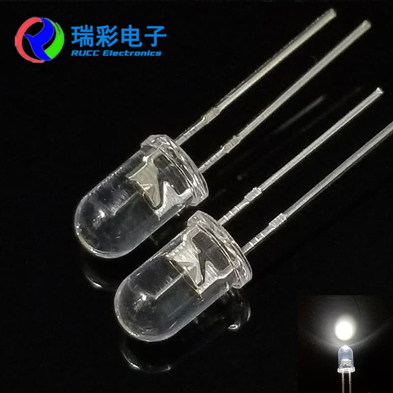 Bright 5mm Light Emitting Diode 0.06W Through-Hole LED F5 Round White LED Bead Factory Direct