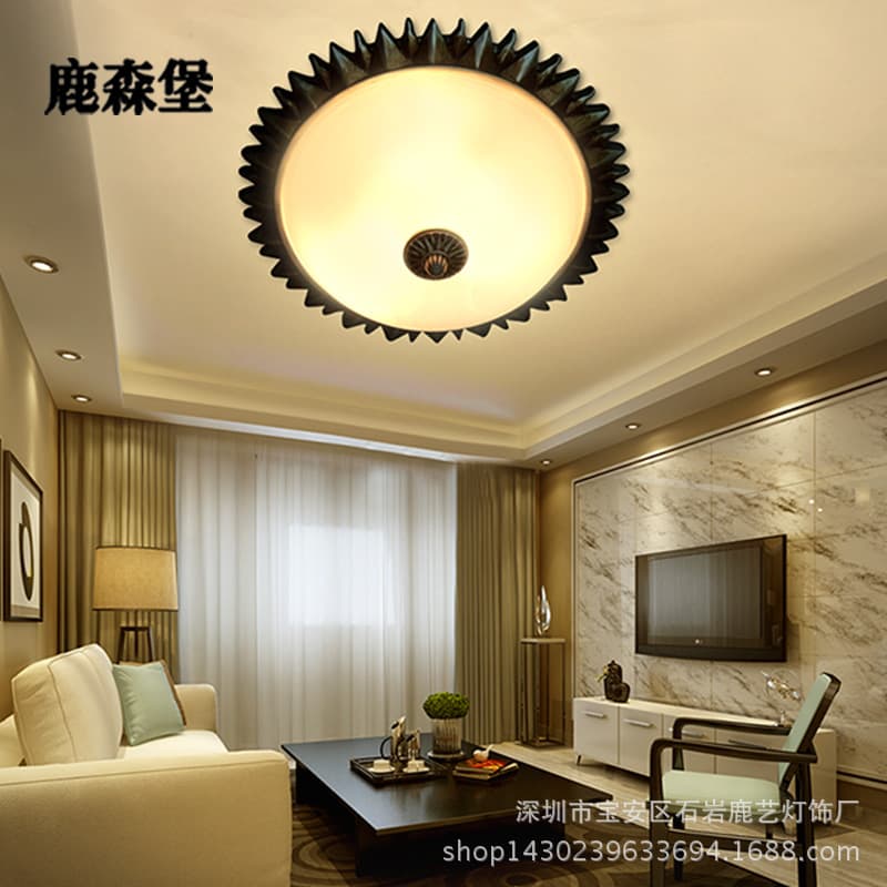 Deer Art Bedroom Balcony Away Children's Room American Country Retro Roman Sunflower Ceiling Lamp