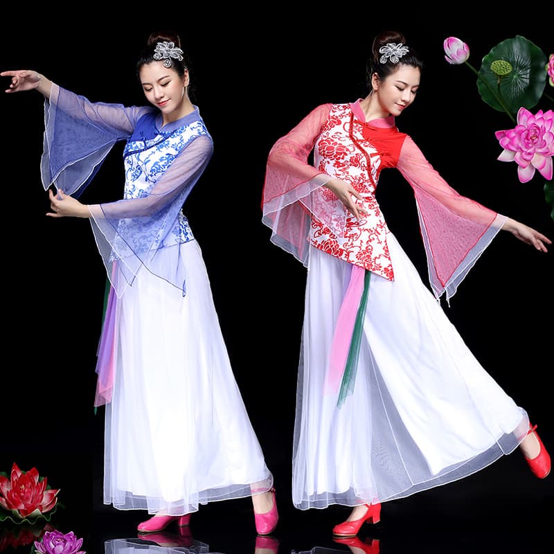 Yun Shang Spring and Autumn New Tibetan Square Dance Costume Set Middle-Aged and Elderly Women Dance Flared Pants Performance Clothing