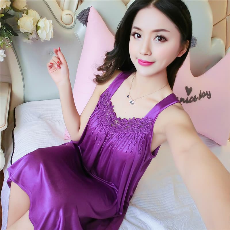 2025 New Summer Sexy Silk-like Sleepwear Women's Satin Chemise Nightgown Lingerie Homewear