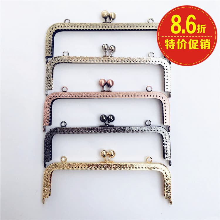 Big Sale 10% off 20cm Square Embossed Snap Clasp with Bead Head Wholesale Cross Bead Head Bag Accessories Bag Clasp