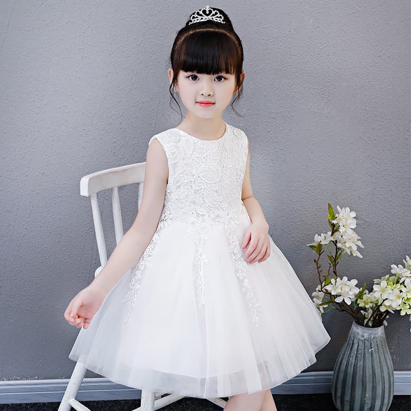 Korean-style Girls Lace Dress Vest Performance Gown Flower Girl Wedding Puffy Dress Princess Skirt for Toddlers and Children