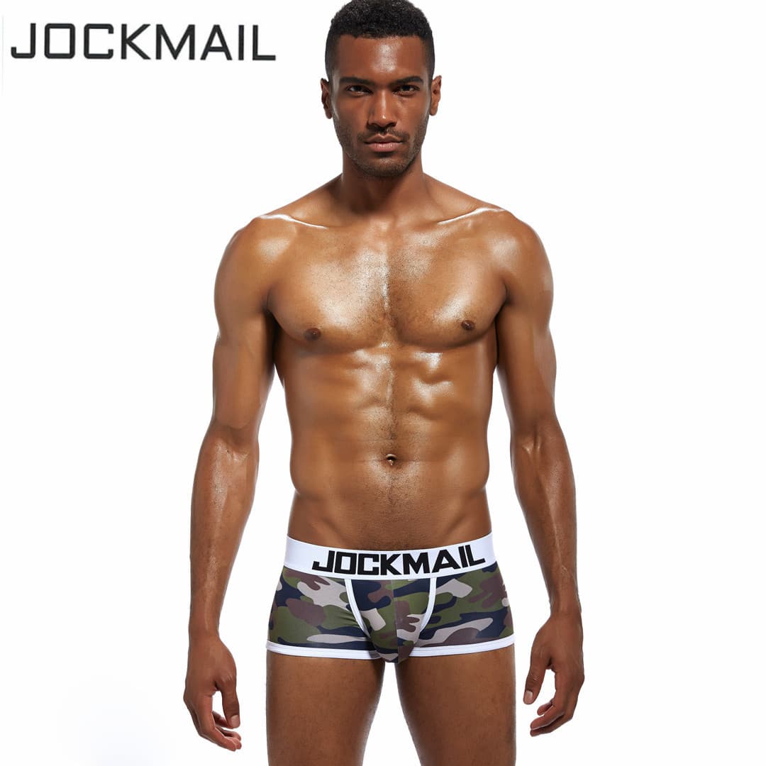 JOCKMAIL Men's Camouflage Nylon Boxer Briefs Breathable Quick Dry Fashionable Sexy Low Waist Underwear Couples Suitable