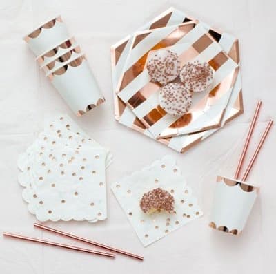 Hexagonal Stripe Paper Towels Disposable Party Supplies Paper Cups Straws Birthday Party Dinnerware Set Gold Color