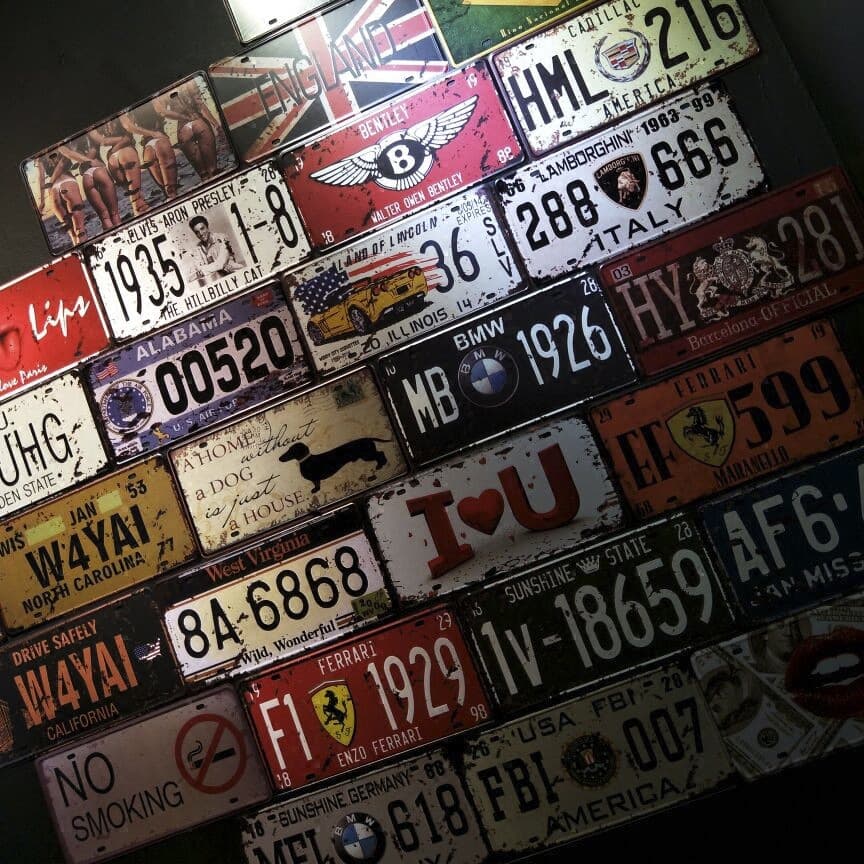 American Vintage Car Plate Tin Painting Decorative Industrial Style Bar Restaurant Home Creative Personalized Wall Hanging