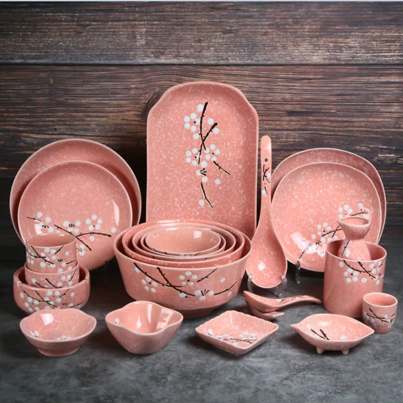 Japanese-style creative hand-painted underglaze ceramic food bowl dish noodle soup bowl fish plate soup spoon household tableware combination