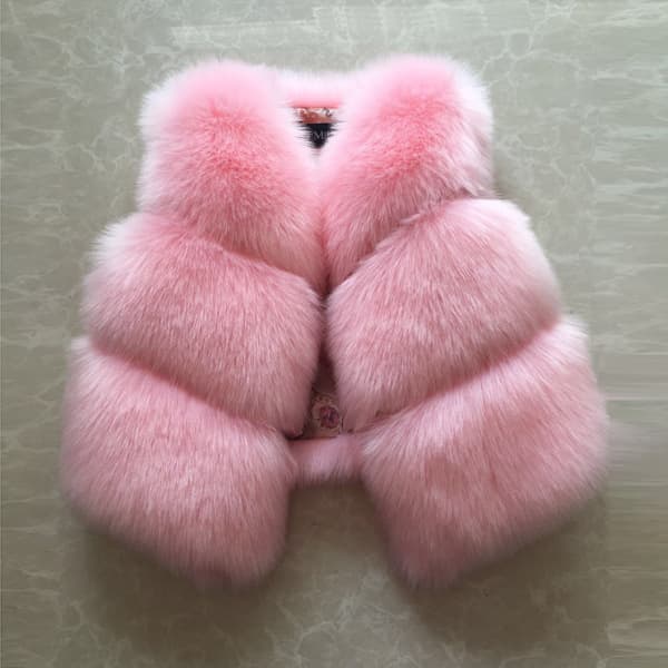 2025 Autumn/Winter New Kids Girls Baby Fur Vest Short Thickened Korean Style Sleeveless Faux Fur Coat