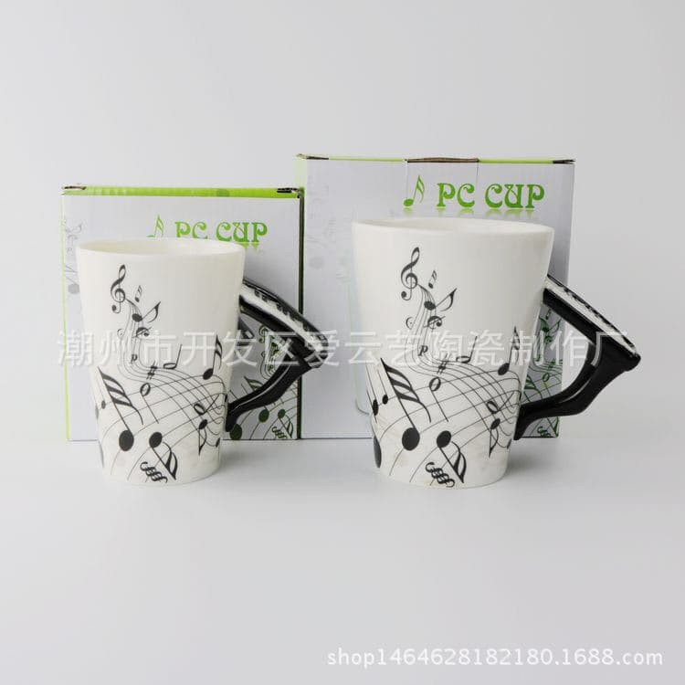 New Cross-Border Ins Music Piano Creative Water Cup Ceramic Mug Breakfast Cup LOGO Export Water Cup