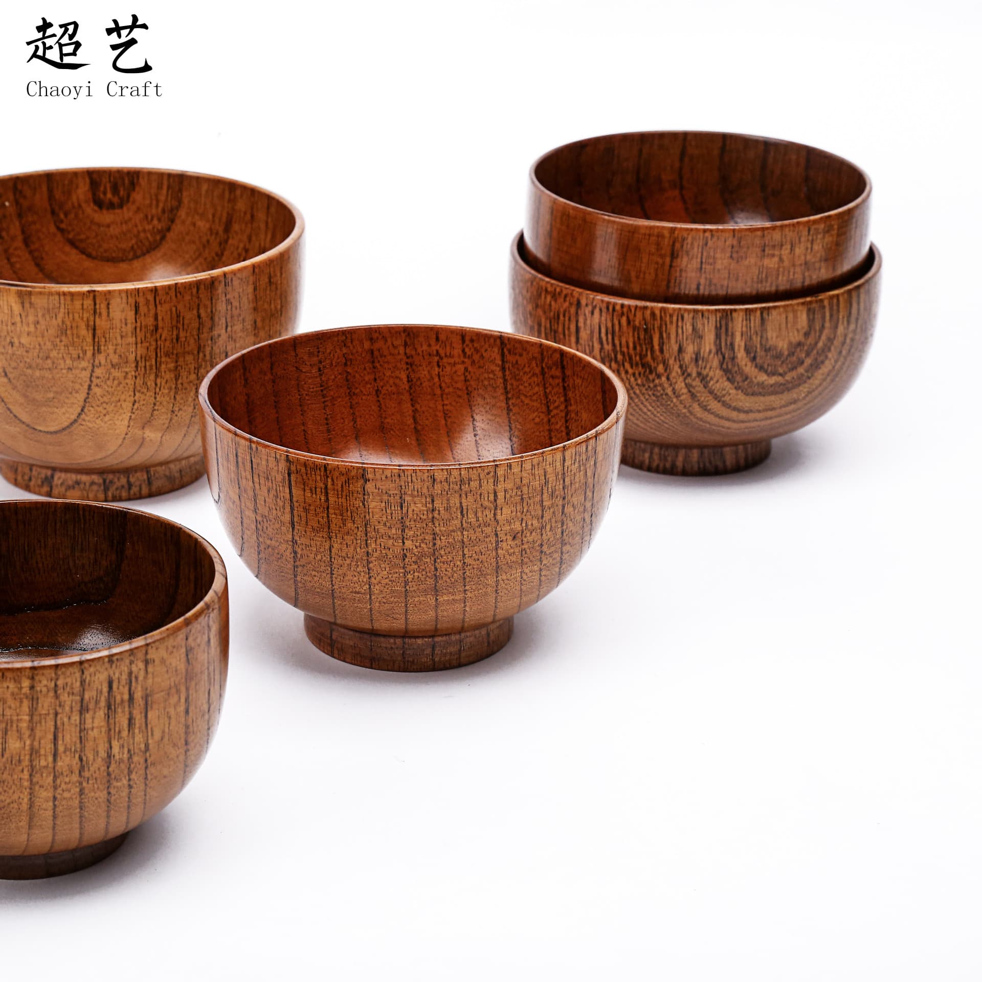 Creative Anti-Scalding Eco-Friendly Wooden Bowl Chinese Restaurant Solid Wood Round Face Bowl