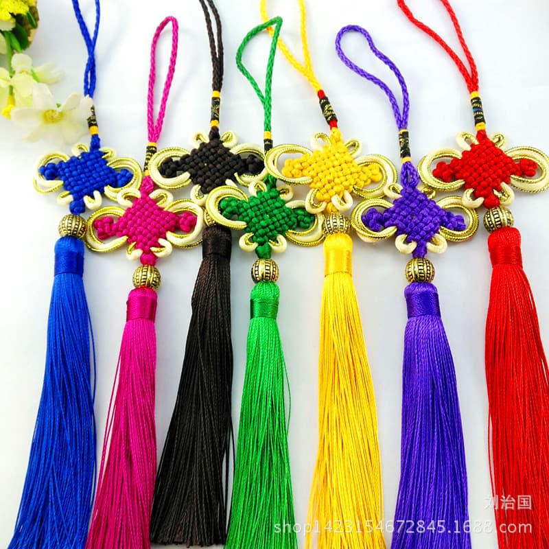 Chinese Knot Tassel, Car Hanging Ornament, Festival Home Decoration, 8-Loop Gold-edged Knot, Wealth Knot Beaded Pendant Wholesale