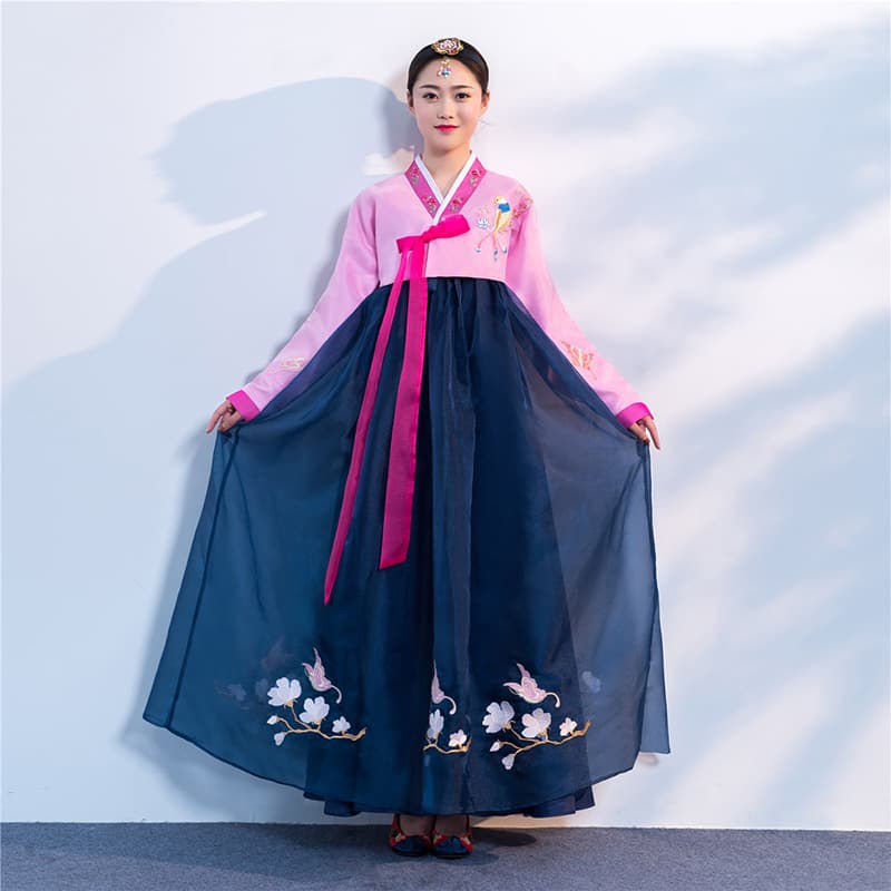 Embroidered gauze hanbok court dress, everyday performance, traditional Korean national costume for women, stage performance, multiple styles
