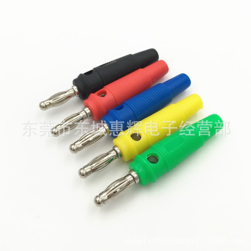 Direct selling pure copper solder-free high current 32A 4MM soft rubber lantern banana plug can be stacked and replugged