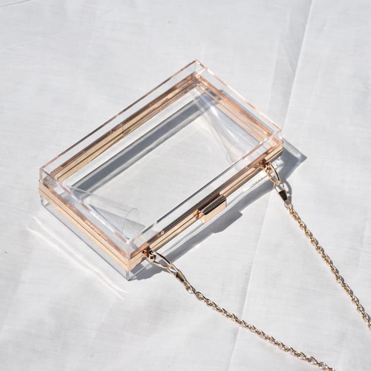 Cross-Border European and American Acrylic Transparent Box Women's Clutch Evening Shoulder Bag Small Square Bag Crossbody Chain Bag Hot-Selling Item