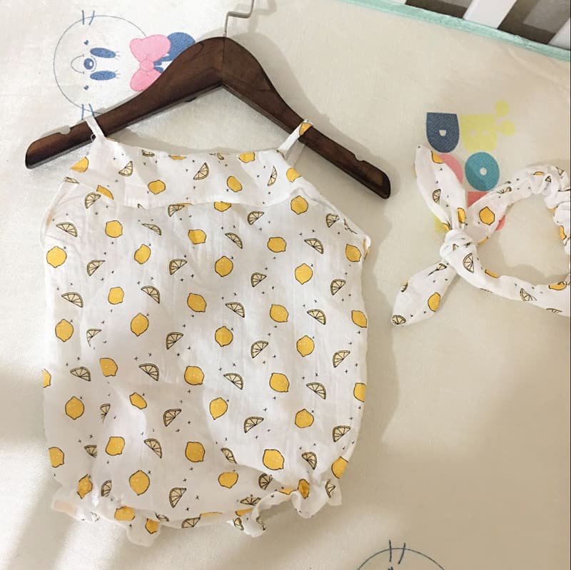 Summer Baby Girl Sleeveless Triangle Bodysuit, Chiffon Infant 0-1 Year Old Onesie Romper with Headband