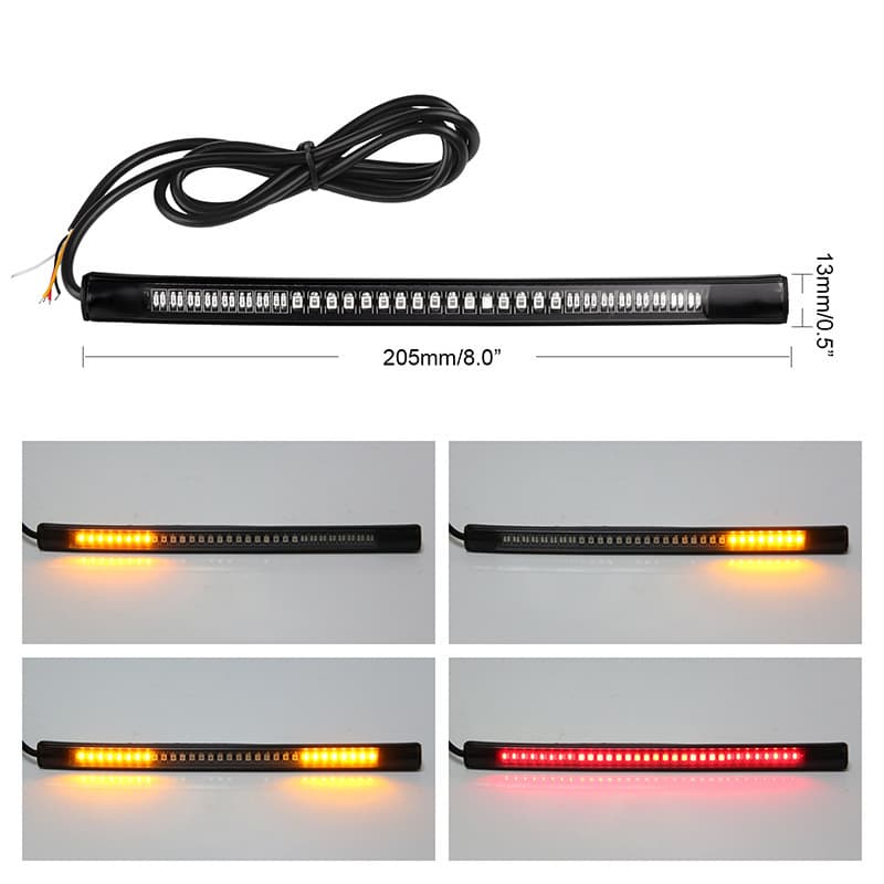 48-light Smd Motorcycle Led Brake Light Turn Signal Tube Motorcycle License Plate Tail Light Set Tubular Turn Signal Lamp