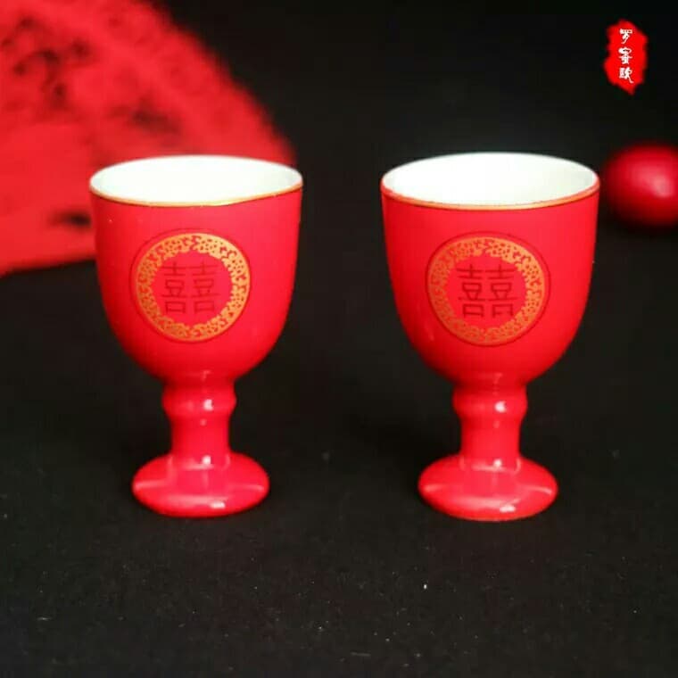 Toast Cup, Red Small Wine Cup, Wedding Supplies, Wedding Ceramic Pair Cup, Cross-arm Drinking Cup, Wholesale