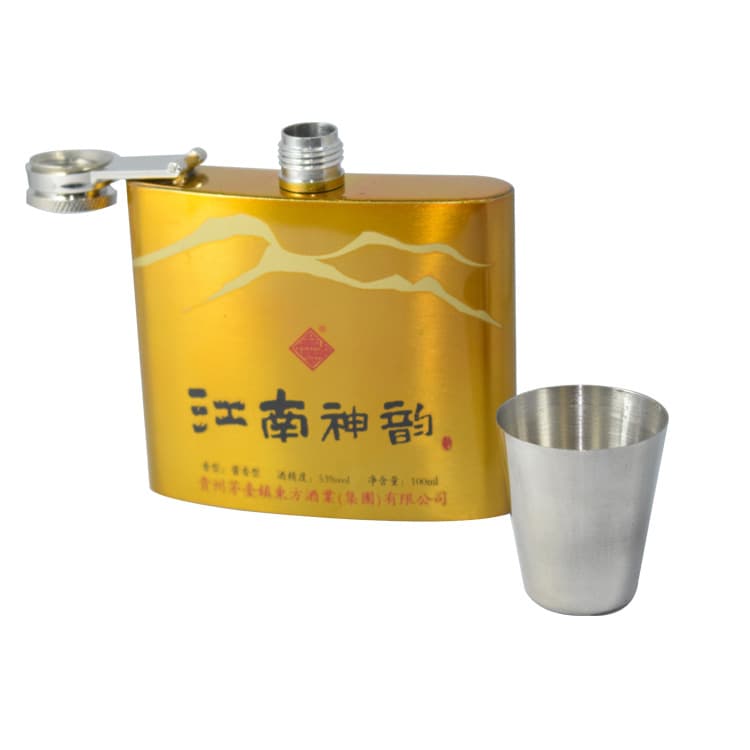 Stainless steel flasks painted 6oz manufacturer wholesale men's portable gold customizable baijiu bottles