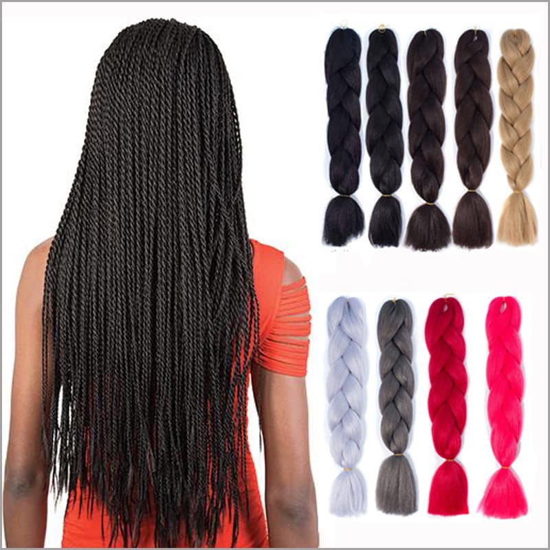 African Wig Braid, Monochrome Synthetic Fiber Large Braid, High-Temperature Silk Dreadlock Wig, Jumbo Braid Women's Extension