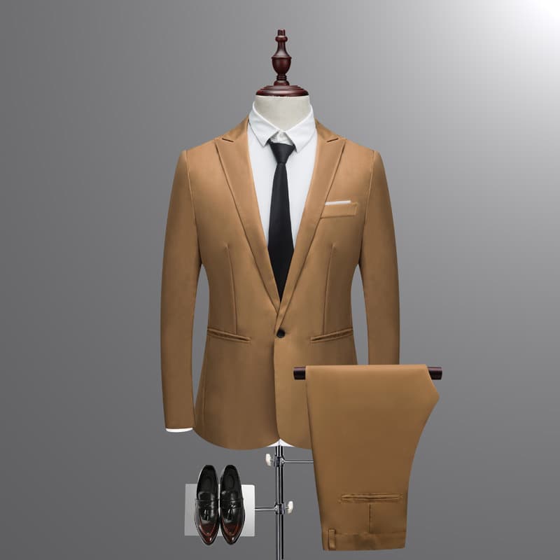 Amazon Wholesale Business Casual Suit Set Two-Piece Korean Slim Fit Men's Suit