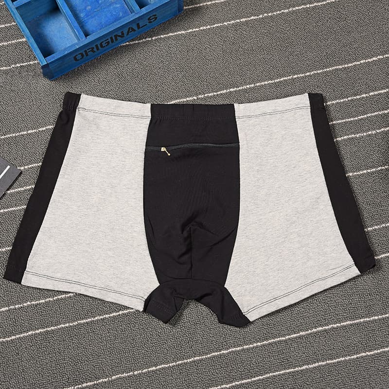 Creative Fashion Men's Zipper Boxer Pants Simple Seamless Underwear Comfortable Breathable Color-Matching Shorts Manufacturer Direct Sale