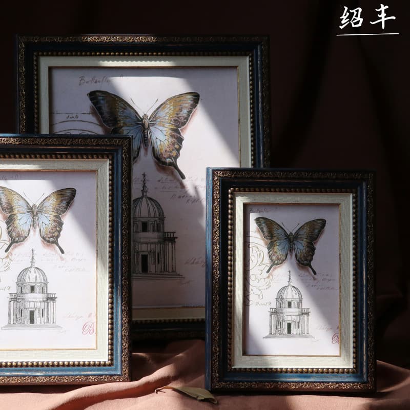 Vintage Frame European Style Tabletop 6in 7in 8in 10in 12in 16in A4 A3 Wall Mount High-End Distressed Decorative Frame