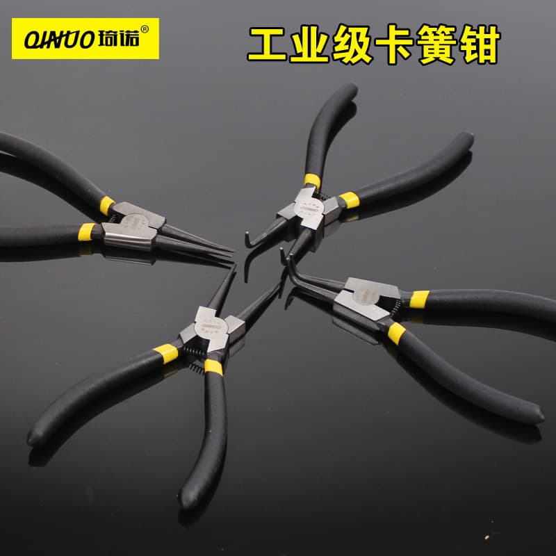 Manufacturer Supply 7-inch Retaining Ring Pliers Straight Head Bent Head Internal External Pliers Automotive Repair Tool Disassembly No. 55 Steel Circlip Pliers