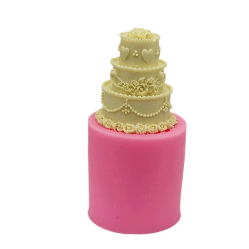 Chocolate mold mini three-layer wedding cake silicone handmade soap mold fondant cake mold decorations