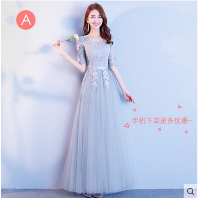 Bridesmaid Dress 2026 New Korean Style Banquet Graduation Little Evening Dress Gray Slim Fit Sister Group Dress Bridesmaid Dress Women