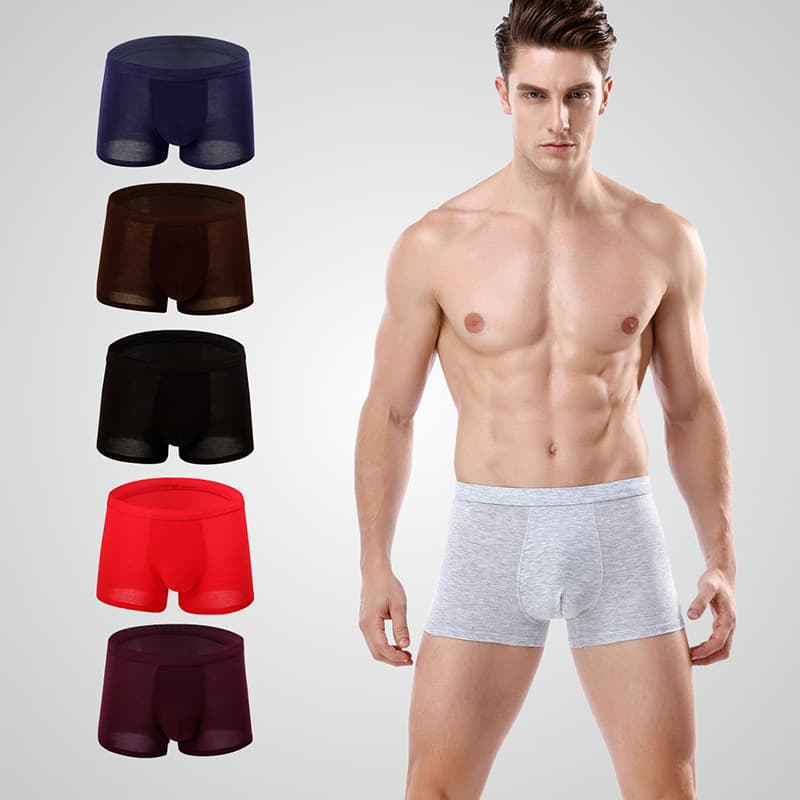 Factory Wholesale Fashionable Breathable Men's Modal Boxer Briefs Sexy Comfortable Men's Flat Briefs U-Shaped Pouch Solid Color Underwear