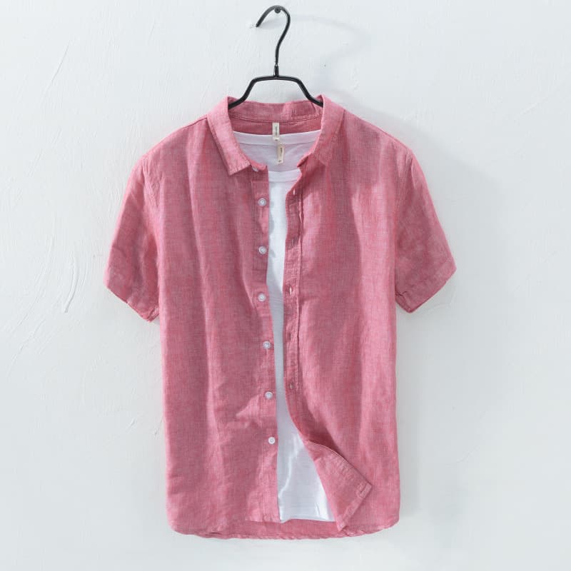 Spring New Arrival Summer Linen Men's Short Sleeve Shirt Casual Cotton Linen Relaxed Fit Short Sleeve 729