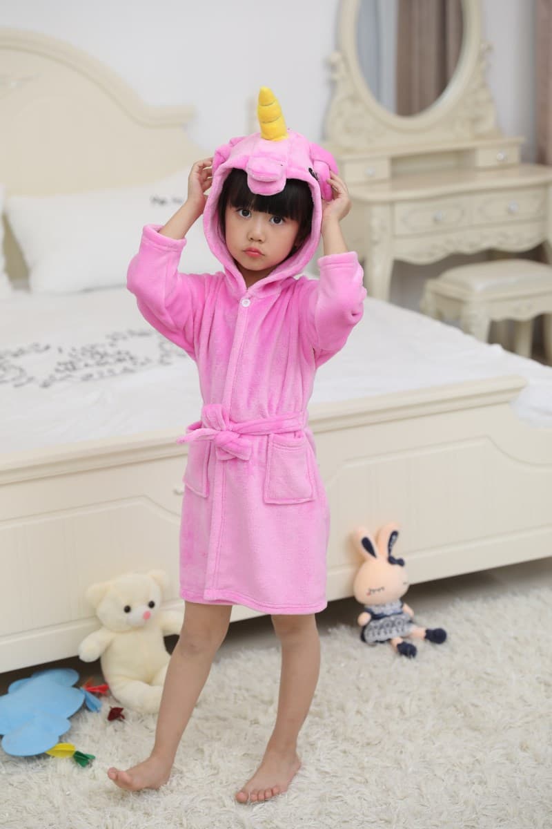 New Children's Bathrobe Flannel Pegasus Bathrobe Cartoon Pajamas Animal Hooded Kids Homewear Robe