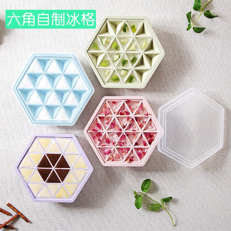 Creative DIY Hexagon Ice Cube Mold with Tray, Homemade Ice Mold, Popsicle Ice Box, Household Ice Maker