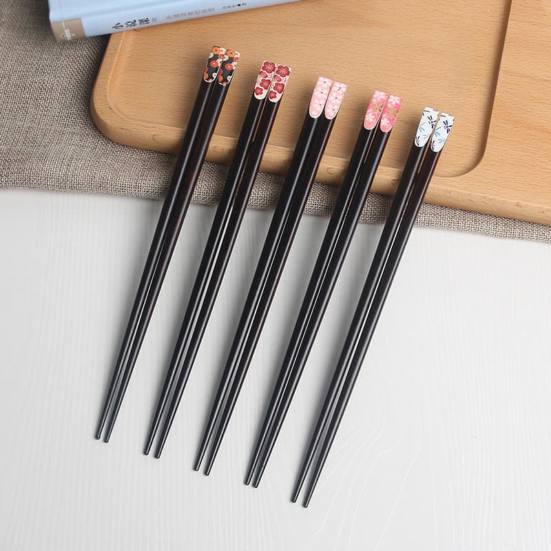Floral Nail Japanese Chopsticks Portable Specialty Home Style Anti-slip Eco-friendly Floral Wooden Chopsticks Factory Direct Supply