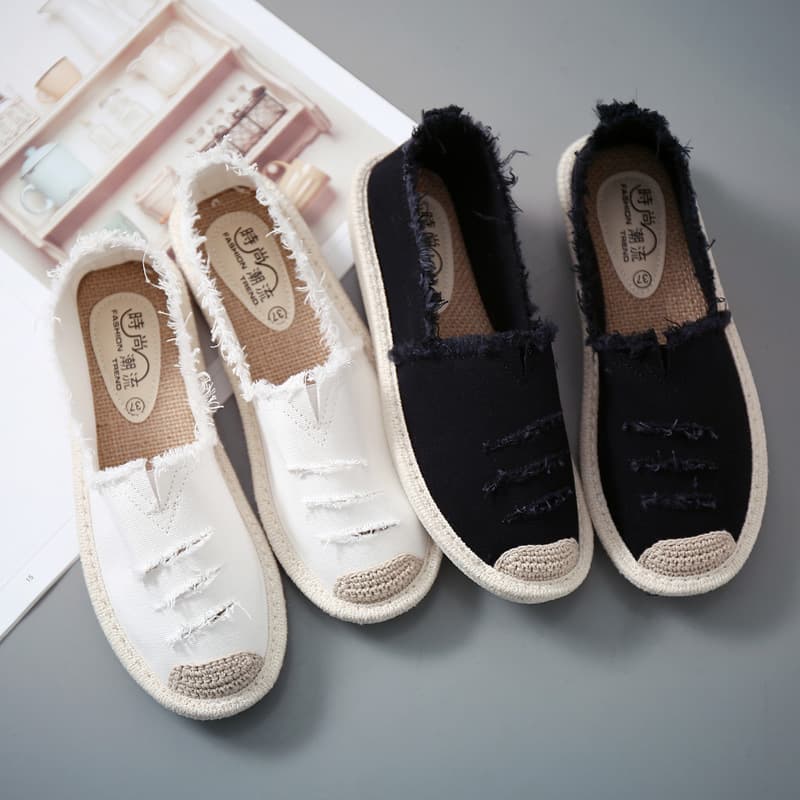 Summer Breathable Fisherman Shoes for Women, Woven Student Casual Slip-On Lazy Shoes, Flat Bottom Small Fragrance Style, New Soft Sole Women's Shoes