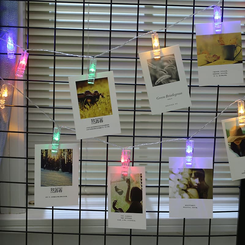 LED Clip String Lights, Colorful Flashing Photo Transparent Paper Clips with Battery Box, Blinking Background Decorative Lights, Factory Direct Sale